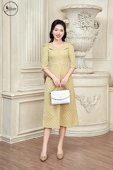Đầm cổ bẻ màu cốm