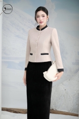 Áo vest cổ 3 phân phối màu be