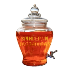 Bình thủy tinh 6 lít  có vòi thần đèn ngâm rượu sâm (6l)