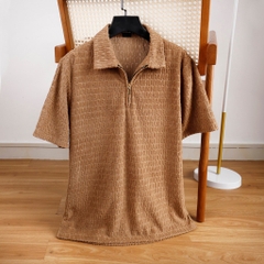 Áo thun polo nam ngắn tay cổ bẻ, chất vải cotton nhung dệt 3d họa tiết chử Tellor AMANLAB