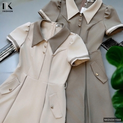 Đầm Phối Cổ Lady Nữ Tính Vải Mềm Mịn NKDV2411008 ( Ko kèm PK)