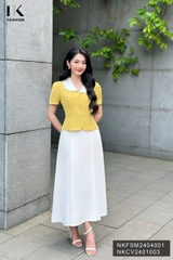 NK Fashion Áo Sơ Mi 7 Mảnh Phối Cổ Bèo Nữ Tính, Thanh Lịch NKFSM2404001