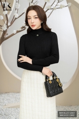 NK Fashion Áo Len Cổ Cao V, Ôm người, Dài Tay NKFAL2312001