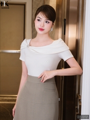 Áo Thun Vai Chùm Nhún Trẻ Trung, Nữ Tính Vải Mềm Mịn NKAT2502006 ( Ko kèm QU/CV/PK)