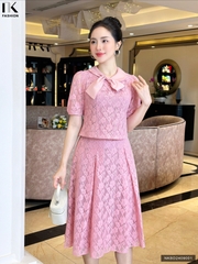 Set ren sọc hoa chân váy xòe xinh xắn NKBD2409001