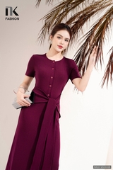 Đầm thun nẹp cúc vạt chéo dễ mặc, thoải mái NKDV2503006