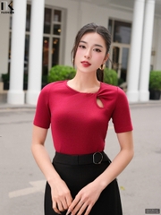 Áo Thun Xoắn Cổ NK Fashion Công Sở Nữ Thanh Lịch, Nữ Tính Vải Mềm Mịn NKAT2501002