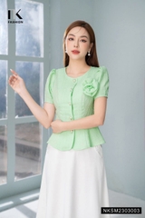 Sơ Mi Peplum Hoa Ngực Thương Hiệu NK - Fashion NKSM2303003