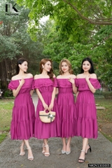 Đầm Bèo Tầng Tơ Mặc Hai Kiểu Nk - Fashion NKDV2303005