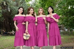 Đầm Bèo Tầng Tơ Mặc Hai Kiểu Nk - Fashion NKDV2303005