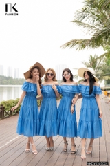 Đầm Bèo Tầng Tơ Mặc Hai Kiểu Nk - Fashion NKDV2303005