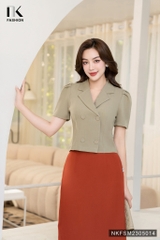 Áo Ký Giả Dáng Ôm Cộc Tay 4 Cúc Bọc NKFSM2305014