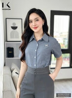Áo Sơ Mi Kẻ Xếp Ly Vai NK Fashion Công Sở Nữ Cách Điệu Thanh Lịch Vải Mềm Mịn NKSM2405008