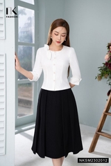 Áo Sơ Mi Dáng Ôm Nẹp Cúc Nơ Dọc Cổ NKSM2302012