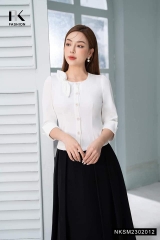 Áo Sơ Mi Dáng Ôm Nẹp Cúc Nơ Dọc Cổ NKSM2302012
