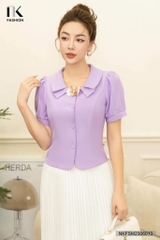 NK Fashion Áo Sơ Mi Cộc Tay Cổ Sen Tròn 4 Cúc Bọc NKFSM2306013