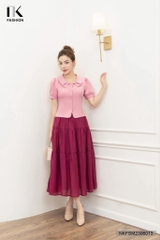 NK Fashion Áo Sơ Mi Cộc Tay Cổ Sen Tròn 4 Cúc Bọc NKFSM2306013