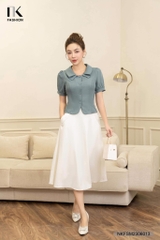 NK Fashion Áo Sơ Mi Cộc Tay Cổ Sen Tròn 4 Cúc Bọc NKFSM2306013