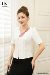 NK FASHION Áo Sơ Mi Tay Lỡ Cúc Bọc Nẹp Cổ NKSM2305035