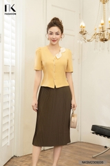NK FASHION Áo Sơ Mi Tay Lỡ Cúc Bọc Nẹp Cổ NKSM2305035