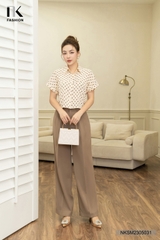 Áo Sơ Mi Chấm Bi Cộc Tay Cổ Đức Vai Chờm NKSM2305031