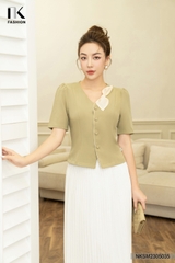 NK FASHION Áo Sơ Mi Tay Lỡ Cúc Bọc Nẹp Cổ NKSM2305035