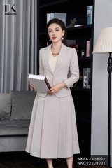 Áo Vest Cổ B 1 lớp cúc bọc dáng ngắn NKAK2309002