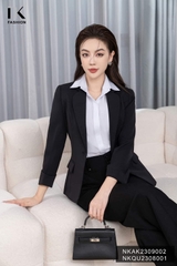 Áo Vest Cổ B 1 lớp cúc bọc dáng ngắn NKAK2309002