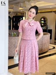 Set ren sọc hoa chân váy xòe xinh xắn NKBD2409001