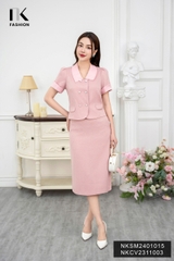 NK Fashion Áo Sơ Mi Phối Cổ Giao 2 Cúc Thời Trang, Thanh Lịch, Nữ Tính NKSM2401015