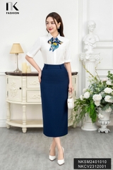 Áo Sơ Mi Cổ Đức Tay Lỡ Lơ Vê Xẻ, Thanh Lịch NKSM2401010