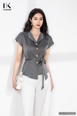 Sơ Mi Vai Chờm Nơ Đai NKSM2201014