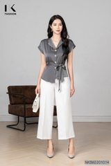 Sơ Mi Vai Chờm Nơ Đai NKSM2201014