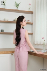 Bộ đồ quần ống rộng kê ren + áo hoa sen, thoải mái, mềm mát chào hè NKBD2505002