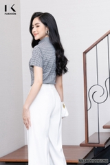 Sơ Mi Kẻ Nẹp Chéo Cộc Tay NKSM2012010
