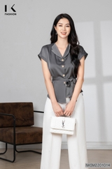 Sơ Mi Vai Chờm Nơ Đai NKSM2201014