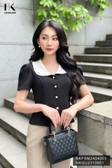 NK Fashion Áo Sơ Mi 7 Mảnh Phối Cổ Bèo Nữ Tính, Thanh Lịch NKFSM2404001