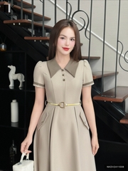 Đầm Phối Cổ Lady Nữ Tính Vải Mềm Mịn NKDV2411008 ( Ko kèm PK)