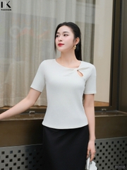 Áo Thun Xoắn Cổ NK Fashion Công Sở Nữ Thanh Lịch, Nữ Tính Vải Mềm Mịn NKAT2501002