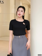 Áo Thun Xoắn Cổ NK Fashion Công Sở Nữ Thanh Lịch, Nữ Tính Vải Mềm Mịn NKAT2501002