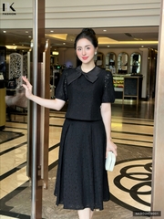 Set ren sọc hoa chân váy xòe xinh xắn NKBD2409001