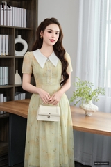 Đầm tơ phối cổ kê ren xinh xắn, điệu đẹp NKDV2504003