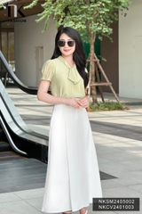 Áo Sơ Mi Nơ Cổ Bấu Mí NK Fashion Công Sở Nữ Thanh Lịch Vải Mềm Mịn NKSM2405002