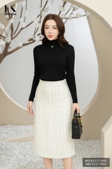 NK Fashion Áo Len Cổ Cao V, Ôm người, Dài Tay NKFAL2312001