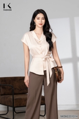 Sơ Mi Vai Chờm Nơ Đai NKSM2201014