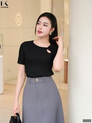 Áo Thun Xoắn Cổ NK Fashion Công Sở Nữ Thanh Lịch, Nữ Tính Vải Mềm Mịn NKAT2501002