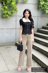 NK Fashion Áo Sơ Mi 7 Mảnh Phối Cổ Bèo Nữ Tính, Thanh Lịch NKFSM2404001