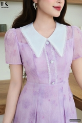 Đầm tơ phối cổ kê ren xinh xắn, điệu đẹp NKDV2504003