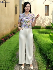 Sơ mi cổ đức hoa croptop trẻ trung UKSM2505010