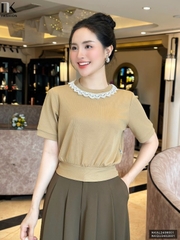 Áo Len Cổ Ren Bo Gấu NK Fashion Công Sở Nữ Trẻ Trung, Nữ Tính Vải Mềm Mịn NKAL2409001
